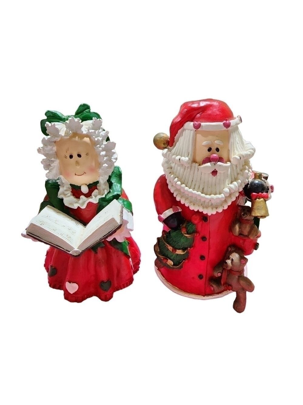Vintage Mr & Mrs Claus Lincolnshire 10" resin Holiday Santa Christmas decor